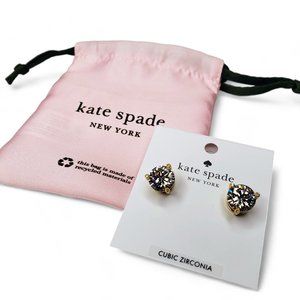 NWT Kate Spade Rise and Shine Gold Tone Clear Stud Earrings